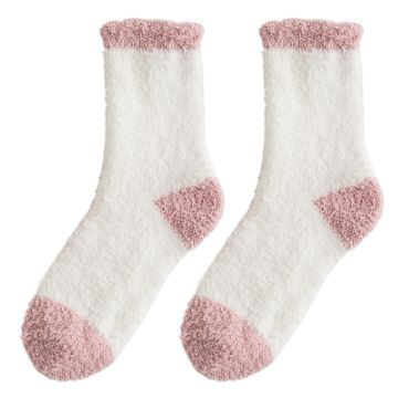 Pink & White Fuzzy Socks Bulk