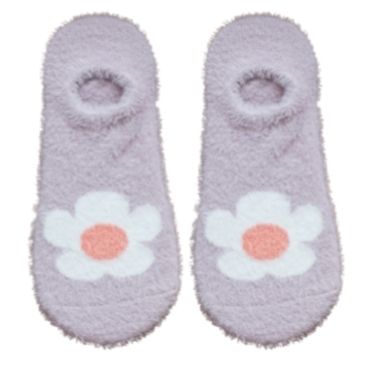 Flower No Show Fuzzy Socks