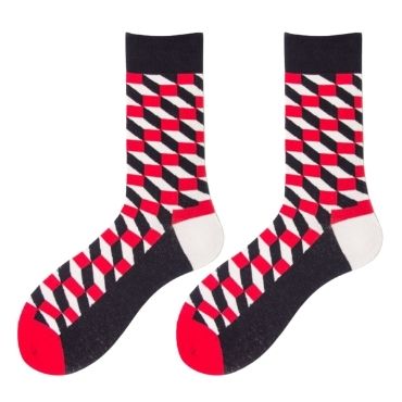Wholesale Men's Socks - Black & Red Diomand Crew