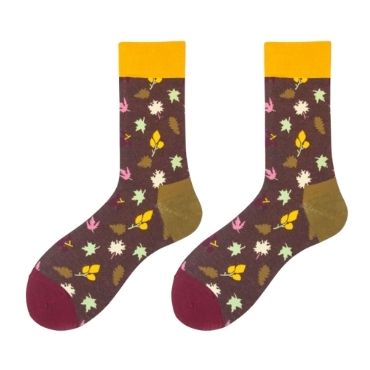 Brown Leaves Crew Wholesale Novelty Socks