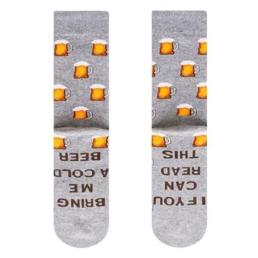 Beer Grey Cotton Crew Wholesale Novelty Socks