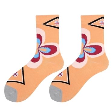 Designed Flower Cotton Crew Bulk Women's Socks