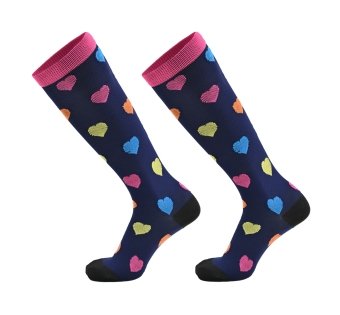 knee high compression socks heart black